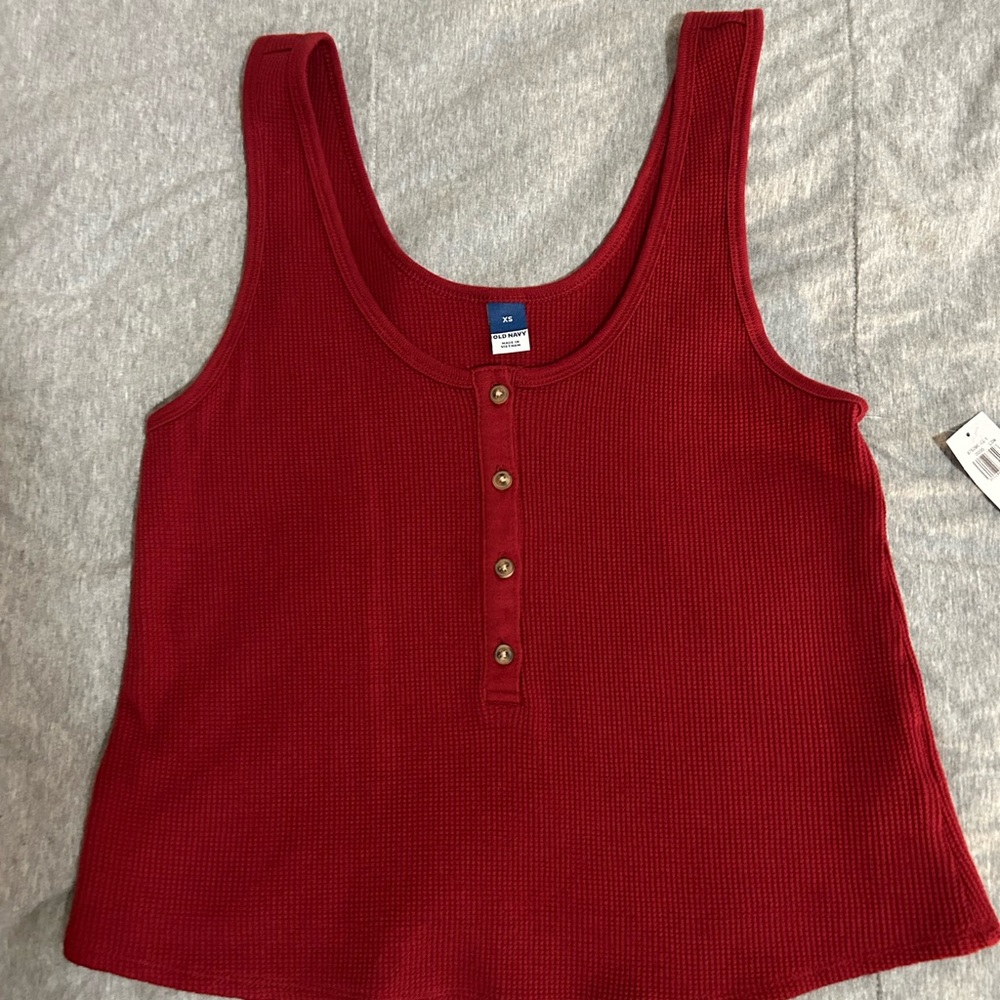Old Navy waffle knit button up tank top